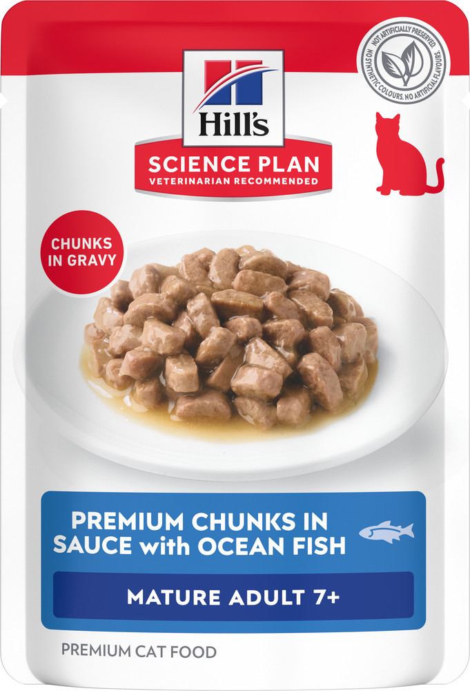 Hill's Mature Adult 7+ nat kattenvoer met zeevis maaltijdzakje multipack