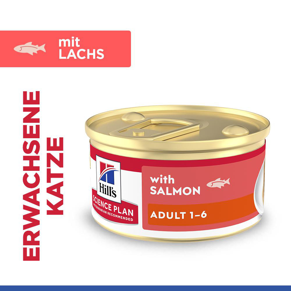 Hill's Adult mit Lachs Katzen-Nassfutter (Mousse, Dose)