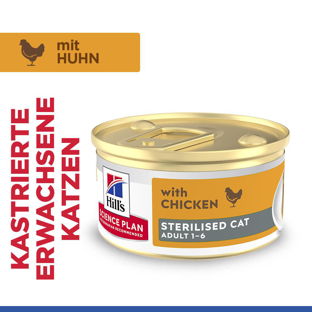 Hill's Adult Sterilised Cat mit Huhn Katzen-Nassfutter (Mousse, Dose)