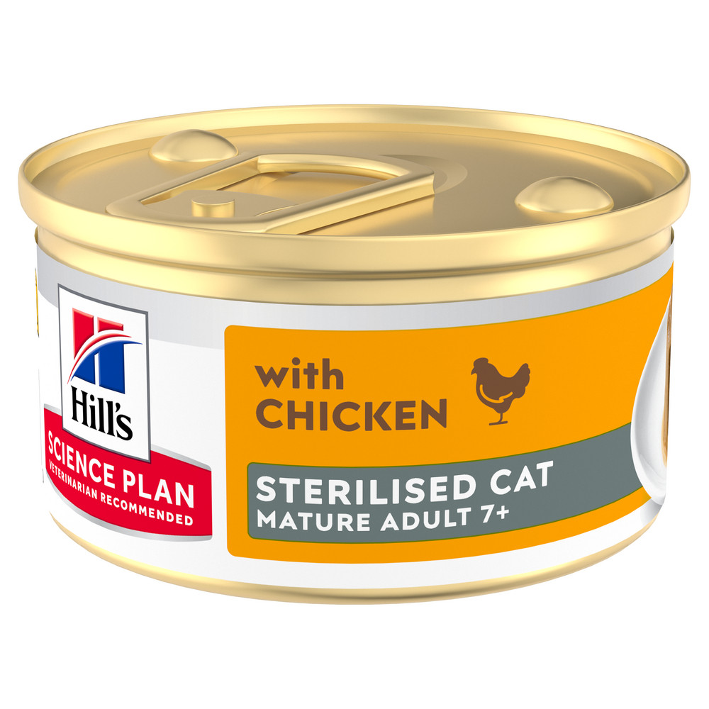Hill's Mature Adult Sterilised Cat mit Huhn Katzen-Nassfutter (Mousse, Dose)