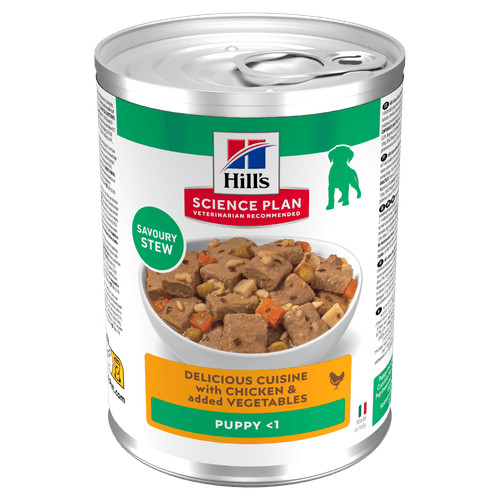 Hill's Puppy mit Huhn und Gemüse Welpen-Nassfutter (Eintopf, Dosen)