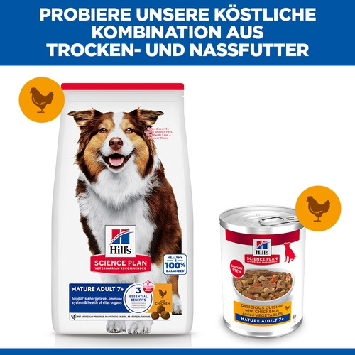 Hill's Mature Adult mit Huhn und Gemüse Hunde-Nassfutter (Eintopf, Dosen)