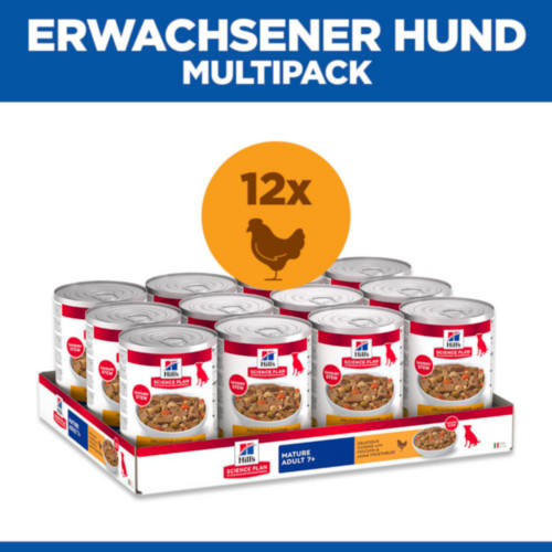 Hill's Mature Adult mit Huhn und Gemüse Hunde-Nassfutter (Eintopf, Dosen)