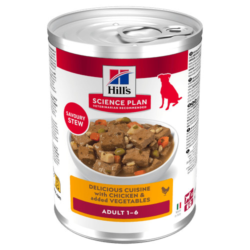 Hill's Adult mit Huhn und Gemüse Hunde-Nassfutter (Eintopf, Dosen)