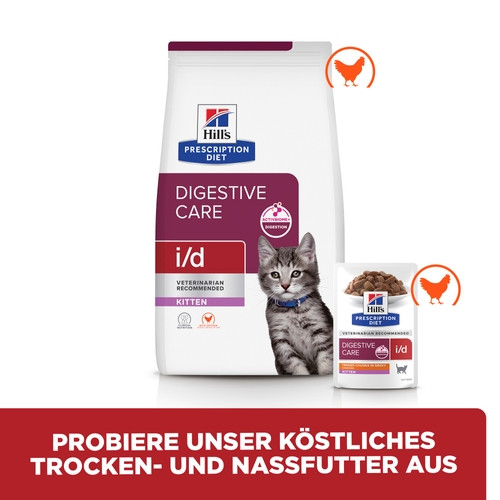 Hill's Prescription Diet Kitten I/D Digestive Care Nassfutter für Kätzchen mit Huhn (Beutel)